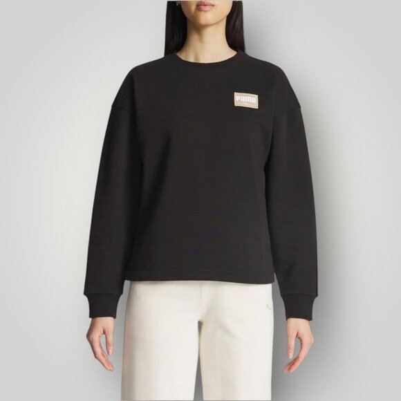PUMA Women's Fleece Crewneck Sweatshirt Badge M - Picture 1 of 7
